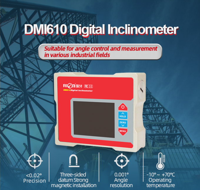 Axe numérique de l'inclinomètre DMI610 double, écran polychrome de niveau d'esprit de rapporteur. lecture numérique de 2 axes pour le tour